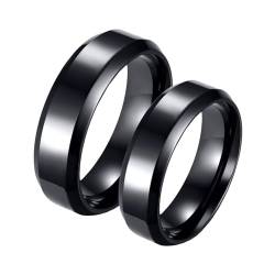 Wycian Hochzeitsringe Mann, Eheringe Carbon Titan 2 Stück Edelstahl 6 mm Schwarzer Ring mit Abgeschrägten Kanten Größe Damen 54 (17.2) Herren 65 (20.7) von Wycian