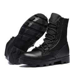 Wygwlg Taktische Stiefel Für Herren, Tragefeste rutschfeste Militärstiefel Für Herren Mit Schnürung, Leichte Wanderstiefel Für Den Außenbereich Militärstiefel Taktische Arbeitsstiefel(Black,46 EU) von Wygwlg