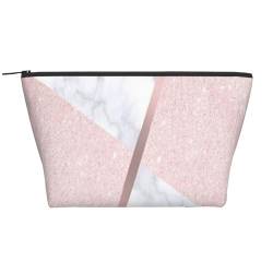 Eleganter Girly Rose Gold Glitter & White Marble, Kulturbeutel, Make-up-Tasche, Kosmetiktasche, tragbare Reise-Kulturtasche von Wykjtwo