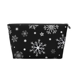 Weihnachten Schneeflocke Schwarz Winter, Kulturbeutel, Make-up-Tasche, Kosmetiktasche, tragbare Reise-Kulturtasche von Wykjtwo