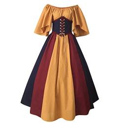 Damen Mittelalter Kleid Ballkleid Gothic Viktorianisches Kleid Kostüm Palast Mittelalter Kleid Damen Königin Renaissance Abendkleider Prinzessin Kostüm Trompetenärmel Spitzenkleid Halloween Kleidung von Wyongtao