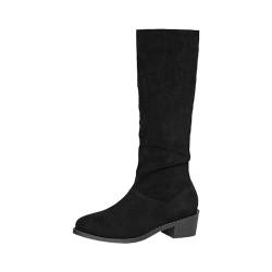 Wyongtao Stiefeletten Damen Klassisch Wildleder Halbstiefel Spitz Schlupfschuhe Niederung Stiefel Mit Schnalle Kurzstiefel Übergangsstiefel Halbhohe Ankle Boots Halbhoch Damenstiefel von Wyongtao