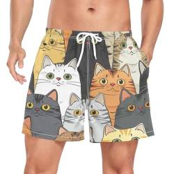 Cartoon Lustiges Fettes Katzenkätzchen Herren Badeshorts Badehose Männer Boardshorts mit Mesh-Futter für Sporthose Schwimmhose von Wzzzsun