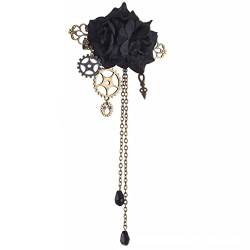 Goth Blume Haarspange Frauen Steampunk Haarspange Steampunk Brosche Pin Braut Kopfschmuck Goth Brosche Pin Goth Haarspangen Steampunk Brosche Pin von XANHOY