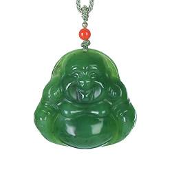 XAoSCd Grüne Jade-Halskette Für Männer Und Frauen, Anhänger Mit Großem Bauch-Buddha, Jaspis, Südliche Rote Achatperle Mit Handgeflochtenem Seil von XAoSCd