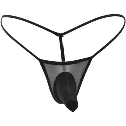 XBFOCNH Herren String Tanga Netz Slip Sexy Unterwäsche Große Größen Dessous Mesh Unterhose Transparent Thong T-Back Unterhosen Elastizität G-String Low Rise Höschen Atmungsaktive Schwarz,2XL von XBFOCNH