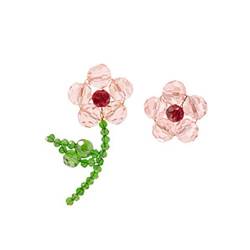 XBOKA Asymmetrische Blumen-Charm-Ohrringe, handgefertigt, Kristall-Perlen, Blumen-Ohrstecker, Ohrringe, Ohrschmuck für Damen, 2-4.5cm, Metall, Kein Edelstein von XBOKA