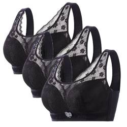 XCXC 3er-Pack BH Damen ohne Bügel Push Up Spitze-BHS Frauen Große Größen Atmungsaktiv Klassische BHS Set Sport BH Yoga-BH Women Bra für Schlafen Fitness von XCXC