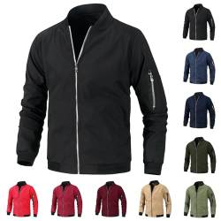 XCXC Bomberjacke Herren Stehkragen Jacke mit Reißverschluss Frauen Einfarbig Leicht Übergangsjacke Sweatjacke Herbstjacke Trainingsjacke Laufjacke Outdoorjacke für Outdoor und Alltag von XCXC