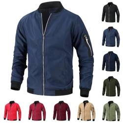 XCXC Bomberjacke Herren Stehkragen Jacke mit Reißverschluss Frauen Einfarbig Leicht Übergangsjacke Sweatjacke Herbstjacke Trainingsjacke Laufjacke Outdoorjacke für Outdoor und Alltag von XCXC