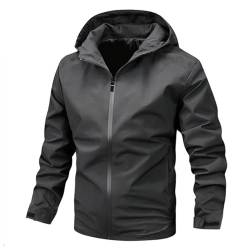 XCXC Jacke Herren Übergangsjacke mit Kapuze Männer Regenjacke Softshelljacke Winterjacke mit Reißverschluss Winddicht Leichte Outdoorjacke Herbstjacke Wintermantel Kapuzenjacke Trenchcoat von XCXC