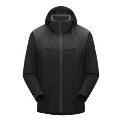 XCXC Jacke Herren Übergangsjacke mit Kapuze Männer Regenjacke Softshelljacke mit Reißverschluss Herren Winddicht Outdoorjacke Herbstjacke Winterjacke Wintermantel Trenchcoat Kapuzenjacke von XCXC