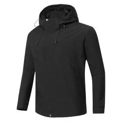 XCXC Jacke Herren Übergangsjacke mit abnehmbarer Kapuze Männer Softshelljacke mit Reißverschluss Herren Winddicht Outdoorjacke Herbstjacke Winterjacke Kapuzenjacke Trenchcoat von XCXC