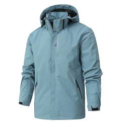 XCXC Jacke Herren Übergangsjacke mit abnehmbarer Kapuze Männer Softshelljacke mit Reißverschluss Herren Winddicht Outdoorjacke Herbstjacke Winterjacke Kapuzenjacke Trenchcoat von XCXC