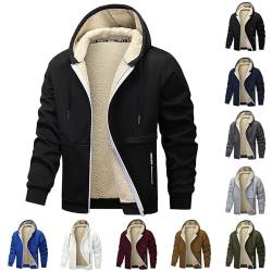 XCXC Winterjacke Herren Gefütterte Jacke mit Kapuze Männer Einfarbiges Mantel mit Reißverschluss Herren Winddicht Outdoorjacke Wärmend Jacke Mantel Wintermantel von XCXC