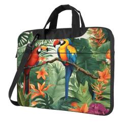 XDCYWBZDBC Laptoptasche mit Aras und Tukan, Motiv: Regenwälder, Computerhülle, Kuriertasche mit Schultergurt, Business-Aktentasche für Männer und Frauen, zur Arbeit, Reisen, Schule, passend für von XDCYWBZDBC