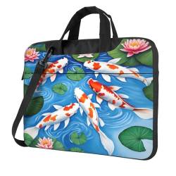 XDCYWBZDBC Laptoptasche mit japanischem Fisch, Computerhülle, Kuriertasche mit Schultergurt, Business-Aktentasche für Männer und Frauen, für Arbeit, Reisen, Schule, passend für Laptops mit einer Größe von XDCYWBZDBC