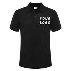 XEDLIY Personalisierte Sommer Mode Herren Damen Kurzarm Polo Benutzerdefinierte Drucken Logo Casual Hemd Top Black,S von XEDLIY