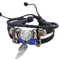 Männer Armband Leder Armreif Armband-Set, Armbänder für Teenager-Mädchen, Armbänder, Federlederarmband, Manschettenarmband, Paararmbänder, magnetisches mehrsträngiges Armband, Wickelarmband, Böhmen von XFGFDFF