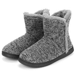 Hausstiefel Winter Unisex Winterhausschuhe Verdickt Plüsch Hausschuhe Damen Herren Hüttenschuhe Gestrickt Gefüttert Hüttenstiefel Flauschig Warm Homeboots Rutschfest Baumwollschuhe Outdoor Zuhause von XGOPTS