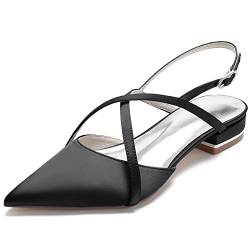 Ballerinas Damen Kreuz Riemchen Spitzschuh Niedriger Absatz Hochzeit Flache Schuhe Sommer Sandalen,Schwarz,37 EU von XHLZAAUE