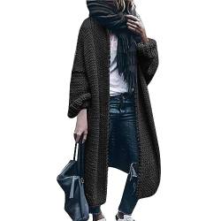 XIADUOBAAN Strickjacken Für Damen,Lang Feinstrick Strickjacke Damen Einfarbig Locker Cardigan Damen Langarm Schöne Mode Longstrickjacke Damen Winter Warm Elegant Strickmantel Damen Casual Alltag von XIADUOBAAN