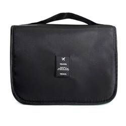 XIAHIOPT Reise-Kulturbeutel, multifunktionale Kosmetiktasche, tragbare Make-up-Tasche, wasserdichte Organizer-Tasche mit Haken für Frauen und Mädchen, Schwarz von XIAHIOPT