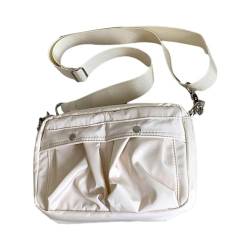 XIAHIOPT Trendige Unterarmtasche für Damen, einfarbig, Nylon, Crossbody-Tasche, Verschluss, lässige Kuriertasche, Beige von XIAHIOPT