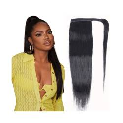 Elastische Haargummis Pferdeschwanz-Verlängerung, Echthaar, Clip-in-Haarteil, 20,3–81,3 cm, brasilianisches Remy-Haar, gerade Pferdeschwanz-Haarverlängerungen mit magischer Paste Keine Schäden an den von XIANGJL-888