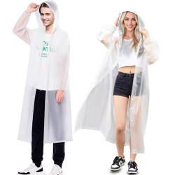 2 Stück Regenponcho für Erwachsene, Regenponcho Wasserdicht Atmungsaktiv, Raincoat mit Kapuze für Festival, Mehrweg Regenmantel Damen Herren für Fahrrad, Wandern, Camping, Angeln, Konzert (Weiß) von XIANGLONGY