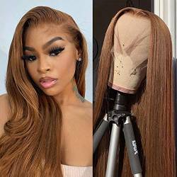 Perücke 2024, 6 braune Lace Front Perücken für Frauen Glattes Echthaar Perücke Ohne Kleber Transparent HD Spitze Front Brasilianisches Virgin Haar Vorgeklemmt Mit Haar von XIAOYIWIN