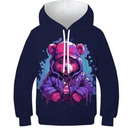 Cartoon-Bär 3D-gedrucktes Kapuzen Pullover Hoodies Sweatshirt Unisex Kinder Mit Tasche 8-10Y von XIAOZUUWEI