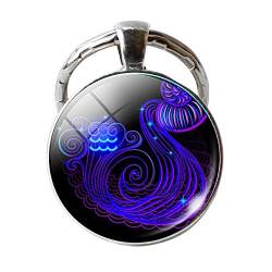 XICEN Schlüsselanhänger Damen Herren Kreativer Schlüsselanhänger Zodiac Face Schlüsselanhänger Double 12 Constellation Holder Sign Schlüsselanhänger Keyboard Schlüsselanhänger (E, One Size) von XICEN