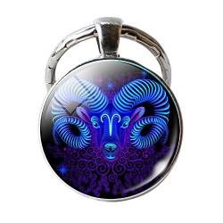 XICEN Schlüsselanhänger Damen Herren Kreativer Schlüsselanhänger Zodiac Face Schlüsselanhänger Double 12 Constellation Holder Sign Schlüsselanhänger Keyboard Schlüsselanhänger (L, One Size) von XICEN