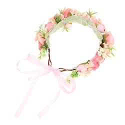 Blumenkranz for die Braut, Stirnband for die Braut, Kranz, Hochzeitskopfschmuck for die Braut, Hochzeitsgirlande, Kopfschmuck for die Braut, Kunstkranz, Kunstkranz-Stirnband(Pink) von XINCXIN