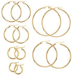 Große goldene Creolen, große goldene Creolen for Frauen, 6 Paar große goldene Creolen-Set von XINCXIN