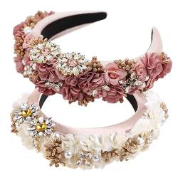 XINGLIDA Haarband, Barockschmuck, mit Schwamm gepolstert, mit süßer farbiger Blume für Strass-Haar (BL#) von XINGLIDA