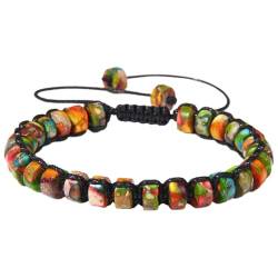 XINGLIDA Verstellbares Zugseil-Armband, Rad, Steinperlen, Handkette, stilvoller handgewebter Armreif, Schmuck, Geschenk für Frauen, 9cm stone beads 3*6mm, Stein von XINGLIDA