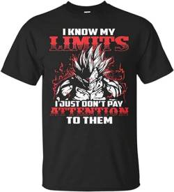 I Know My Limits Majin Vegeta Unisex 100% Cotton Short-Sleeve T-Shirts Black M von XINGYUE STAR