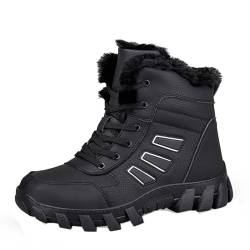 XINXINIO Herren Outdoor Schneestiefel Rutschfeste und Strapazierfähige Wanderschuhe (Schwarz, 43 EU) von XINXINIO