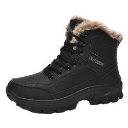 XINXINIO Herrenmode Langlebige Anti-Ski-Schneestiefel Outdoor Sport Wanderstiefel (Schwarz, 47 EU) von XINXINIO