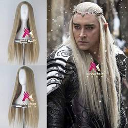 Mens The Hobbit Thranduil cosplay wig king of elf blonde long straight hair King Lee Pace golden wig costumes von XINYIYI