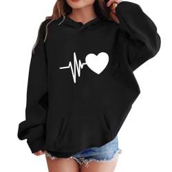 XINYUNZU Angebote Mädchen Jungen Hoodie Lässige Kapuzenpullover Casual Sweatshirt Kuschelhoodie Langarm Oberteile Mit Taschen Kinder Pullover Top für 1-14 Jahre Alt Schwarz 7 Jahre von XINYUNZU