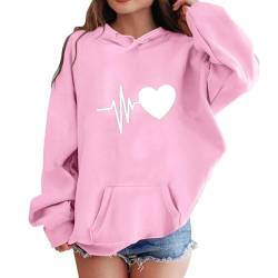 XINYUNZU Deals Mädchen Jungen Hoodie Lässige Kapuzenpullover Casual Sweatshirt Kuschelhoodie Langarm Oberteile Mit Taschen Kinder Pullover Top für 1-14 Jahre Alt Rosa 9 Jahre von XINYUNZU