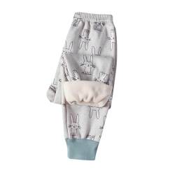 XINYUNZU Kinder Thermohose Gefütterte Hose Winterhose Kuschel Jogginghose Warm Thermo Leggings Elastische Taille Sporthose Warme Hosen für Jungen und Mädchen Sale Angebote Grau 110 von XINYUNZU