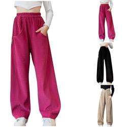 XINYUNZU Mädchen Baggy Hose Cordhose Jogginghose Einfarbig Elastische Taille Freizeithose Sporthose Girl Pants Warm Winterhose Kinder Outdoor Hosen für 8-14 Jahre Alt Sale Pink 8 Jahre von XINYUNZU