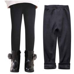 XINYUNZU Thermoleggings Mädchen Thermo Leggings Winter Fleece Gefütterte Leggings Thermohose Kinder Winterhose Warme Hose Kuschel Hosen für 2-11 Jahre Alt Sale Schwarz 10-11 Jahre von XINYUNZU