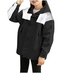 XINYUNZU Unisex Kinder Windjacke Softshelljacke Mode Jacke Windbreaker Wasserdicht Übergangsjacke Kapuzenjacke Outdoor Jackets Jacken für Jungen und Mädchen Outlet Angebote Sale Schwarz 12 Jahre von XINYUNZU