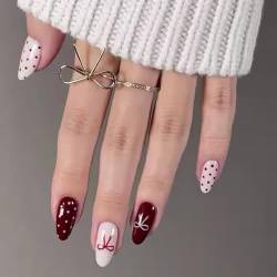 1 Set Mandelnägel Zum Aufdrücken Künstliche Nägel Mit Schleifen Designs Zum Aufkleben Valentinstagsnägel Für Frauen Und Mädchen von XINgjyxzk