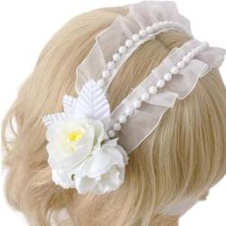 Blaues französisches Haarband mit Spitze, Blume, Haarschmuck, zart und elegant, Kopfschmuck für Damen und Mädchen, Hochzeits-Kopfbedeckung von XINgjyxzk